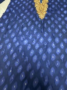 Royal Blue Embroidered Kurta with Intricate Gold N