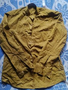 Vintage Olive Green Band Collar Shirt