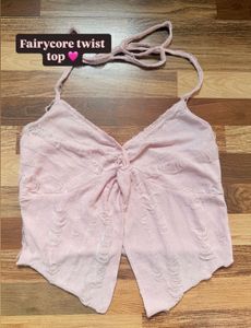 Pink Fairycore Twist Top