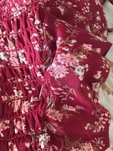 Maroon Floral Print Top