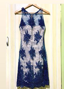 Elegant Blue Lace Cocktail Dress