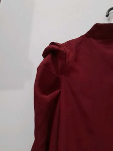 Burgundy Ruffle Sleeve Top