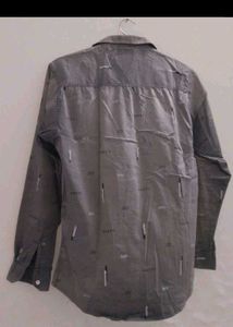 Men's Grey Graphic Print Western Shirt
