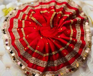 Red &amp; Gold Laddu Gopal Fancy Dress Size 5'6'7