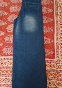 Blue Denim Wide Leg Jeans