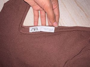 Brown Ribbed Knit Top