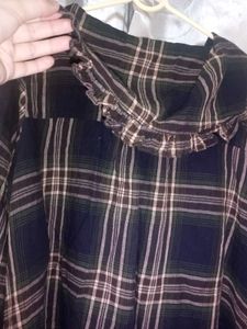 Dark Academia Plaid Ruffle Collar Shirt