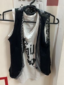 Designer Back Jacket With White Top