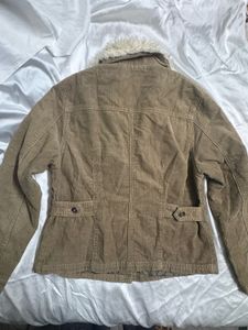 Corduroy Jacket with Faux Fur Collar