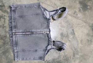 Grey Denim Corset Style Top