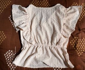 Chic Cream Lace Peplum Top