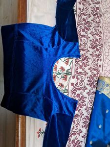 Blue Daily wear Saree with Stretchable Blouse