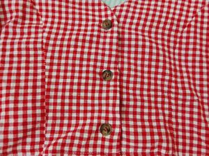Red Gingham Crop Top with Tie Sleeves