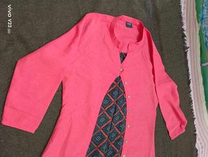 New Soch Pink Front-Open Coat Style Kurti