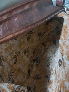 Round Boho Sling Bag with Teddy Bear Patch