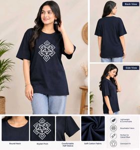 Navy Blue Oversized Graphic T-Shirt