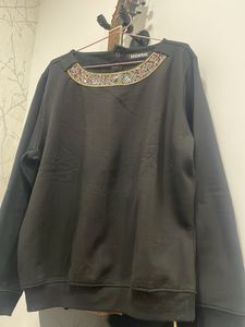 Sassafras Embellished Black Sweatshirt