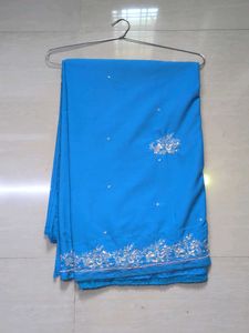 Beautiful Blue Saree with Silver Embellishments