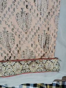 Elegant Grey &amp; Peach Saree with Embellishments