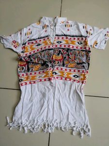 Boho Folk Art Print Tunic Top