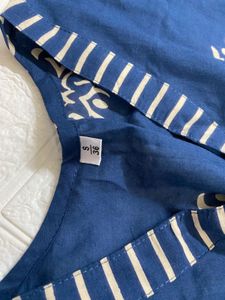 Navy Blue Kurta Set with Cream Pants