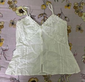 Vintage White Lace Trim Cami Top