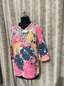 Vibrant Floral stone work  Embroidered Kurta