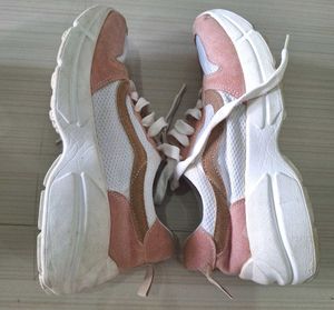 Stylish Pink and White Sneakers