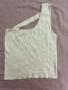 Light Yellow One Shoulder Tank Top