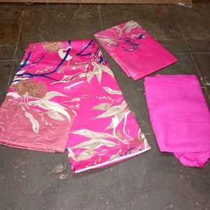 Pink Floral Dress Material
