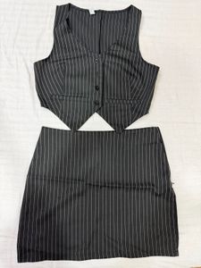 Pinstripe Vest and Skirt Set