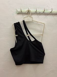 Black One Shoulder Crop Top