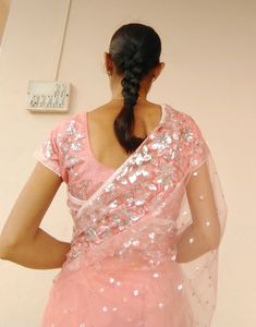 Partywear Saree/ Peach Saree/ Ethenic Saree