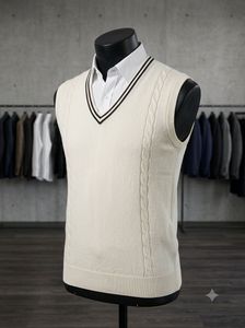 Men's Cream Cable Knit Sweater Vest