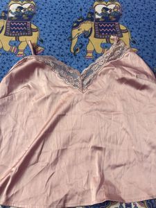 Pink Satin Lace Cami Top