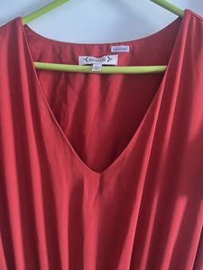 Chic Rust V-Neck Ruffle Sleeve Dress