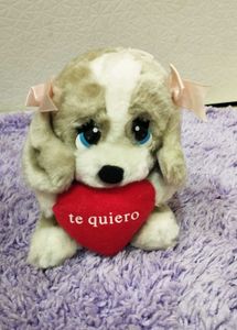 Cute Dog Plush Toy with "Te Quiero" Heart