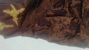 Elegant Brown &amp; Gold Embellished Dress