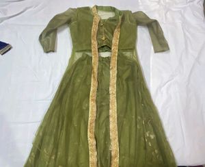 Olive Green Embellished Lehenga Set