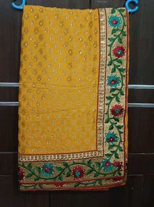 Yellow Embroidered Saree