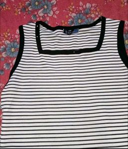 Denim Vest &amp; Striped Top Set