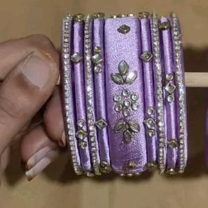 Emerald &amp; Silver Bangle Set