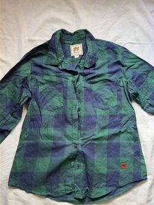 Green & Blue Plaid Flannel Shirt