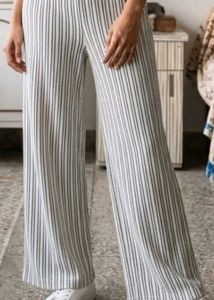 Sinsay Premium Textured Striped Wide-Leg Trousers