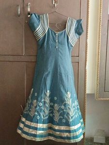 Grey Anarkali Kurta Set with Dupatta