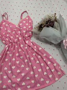 Cute Pink Heart Print Nightgown