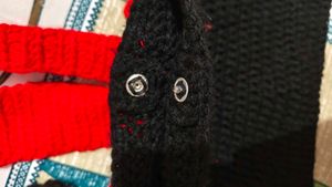 Handmade Crochet Black Crossbody Bag with Red Bow