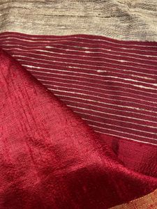 Maroon &amp; Gold Textured Cotton-Silk Saree |
