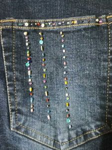y2k Sparkly Hibiscus Denim Midi Skirt