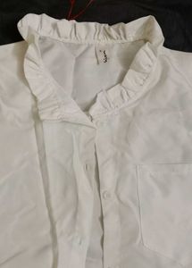 White Ruffled Collar Shirt